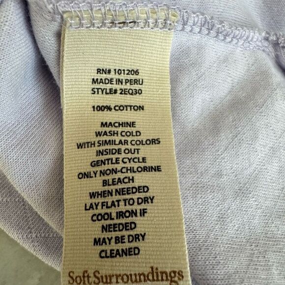 Soft Surroundings Toachi Canyon Quilted Tunic in Lavender Size M NWT cotton - Picture 8 of 8